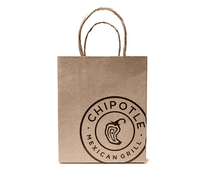 Photo of a Chipotle to-go bag.